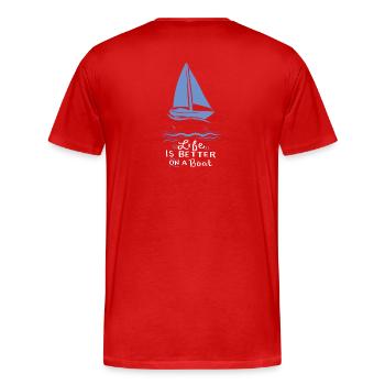 Sailing Sailing Boat - Men's Premium Organic T-Shirt - red - Back - Damien (186cm)