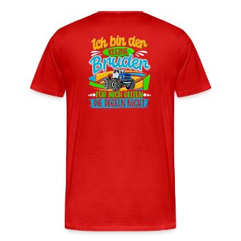 Kleiner Bruder Monstertruck - Männer Premium Bio T-Shirt - Rot - Hinten - Damien (186cm)