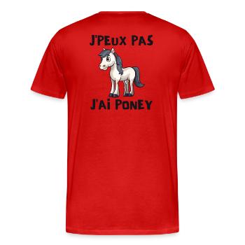 poney, cheval, poney club - T-shirt bio Premium Homme - rouge - Dos - Damien (186cm)
