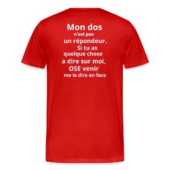 Citation humoristique sur la communication - T-shirt bio Premium Homme - rouge - Dos - Damien (186cm)