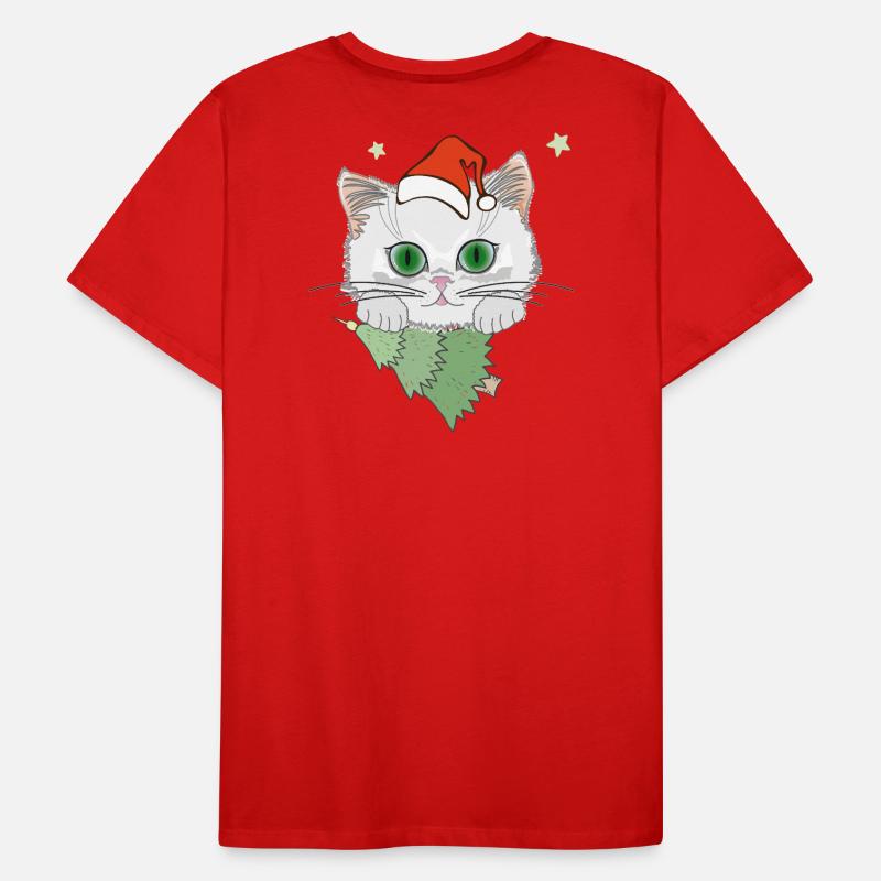 Katze mit Weihnachtsbaum Männer Premium Bio T-Shirt