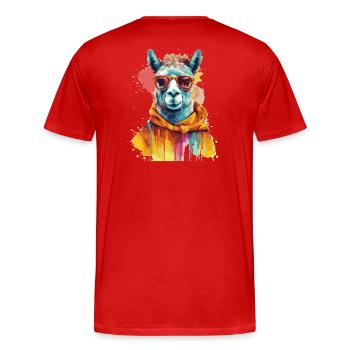 lama, alpaga, lama swag - T-shirt bio Premium Homme - rouge - Dos - Damien (186cm)