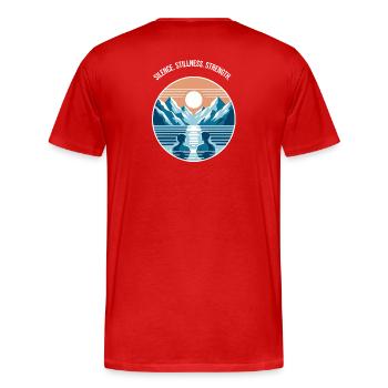 Bain de glace avec un panorama de montagne Régénération Bien-être - T-shirt bio Premium Homme - rouge - Dos - Damien (186cm)