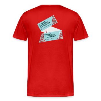 GODNEWS Everyday Tourist »Ticket« - Men's Premium Organic T-Shirt - red - Back - Damien (186cm)