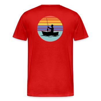 pêche, pêcheur, canne à pêche - T-shirt bio Premium Homme - rouge - Dos - Damien (186cm)