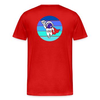 space, galaxie, astronaute - T-shirt bio Premium Homme - rouge - Dos - Damien (186cm)