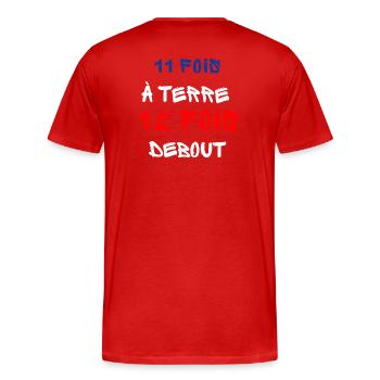 Cartoon 11 Times to Tender - Men's Premium Organic T-Shirt - red - Back - Damien (186cm)