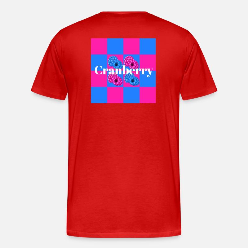 Lebendige Beerenmuster auf Farbblock-Hintergrund - Männer Premium Bio T-Shirt - Rot
