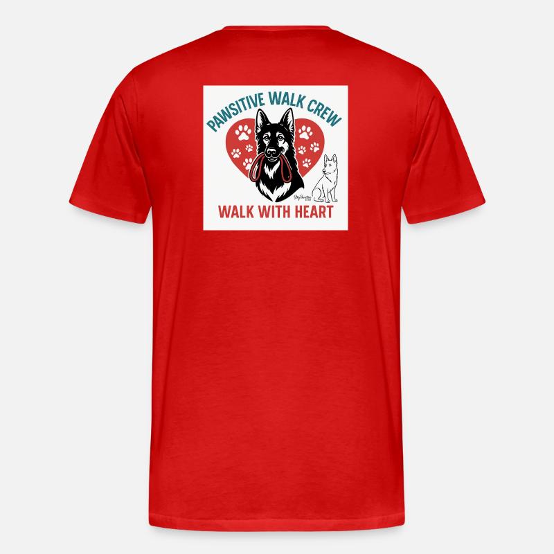 Pawsitive Walk Crew Herzpfoten - Männer Premium Bio T-Shirt - Rot