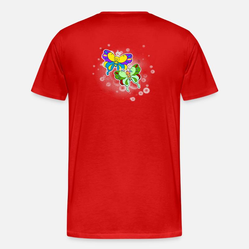 Zwei Schmetterlinge mit Pixelwolke - Männer Premium Bio T-Shirt - Rot