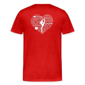 Conception de la silhouette de mots en forme de cœur pour danse au poteau - T-shirt bio Premium Homme - rouge - Dos - Damien (186cm)