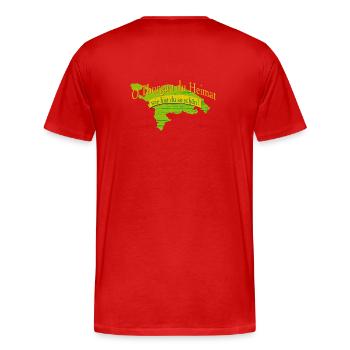 o Thurgau du Heimat | Ostschweiz - Männer Premium Bio T-Shirt - Rot - Hinten - Damien (186cm)