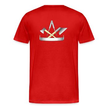 Carpenter, guild sign - Men's Premium Organic T-Shirt - red - Back - Damien (186cm)