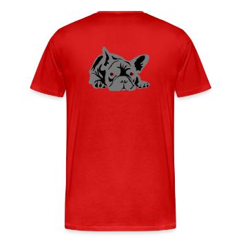 französische bulldogge 2 Farben - Männer Premium Bio T-Shirt - Rot - Hinten - Damien (186cm)