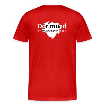 Dortmund Lokal Koordinaten Ruhrpott Ruhrgebiet - Männer Premium Bio T-Shirt - Rot - Hinten - Damien (186cm)