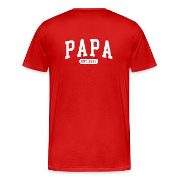Papa Est. 2026 Vater seit 2026 Werdender Papa 2026 - Männer Premium Bio T-Shirt - Rot - Hinten - Damien (186cm)