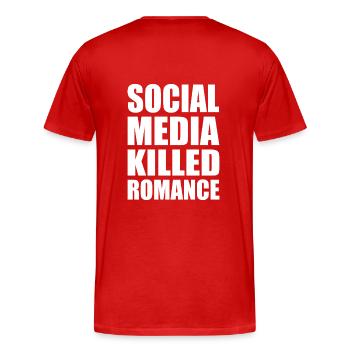 social media killed romance - T-shirt bio Premium Homme - rouge - Dos - Damien (186cm)
