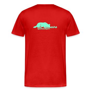 SHS Logo aquamarin - Männer Premium Bio T-Shirt - Rot - Hinten - Damien (186cm)