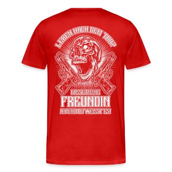 SKULL FREUNDIN - Männer Premium Bio T-Shirt - Rot - Hinten - Damien (186cm)