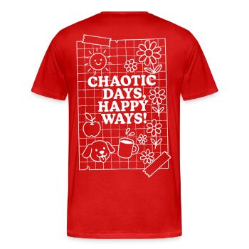 Jours chaotiques (blanc) - T-shirt bio Premium Homme - rouge - Dos - Damien (186cm)