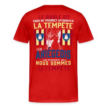 Tempête Ariège - T-shirt bio Premium Homme - rouge - Dos - Damien (186cm)