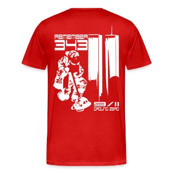 Remember 343 - 9/11 groud zero - Men's Premium Organic T-Shirt - red - Back - Damien (186cm)