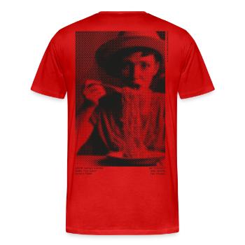 Vintage Girl No 7 par Clarissa Schwarz 2023 - T-shirt bio Premium Homme - rouge - Dos - Damien (186cm)