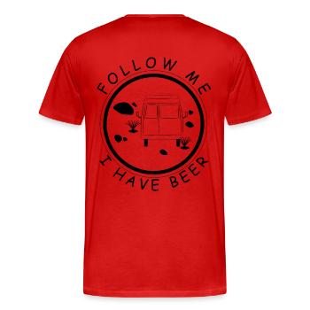 FOLLOW ME I HAVE BEER - Men's Premium Organic T-Shirt - red - Back - Damien (186cm)