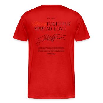 Strong together spread love - Men's Premium Organic T-Shirt - red - Back - Damien (186cm)