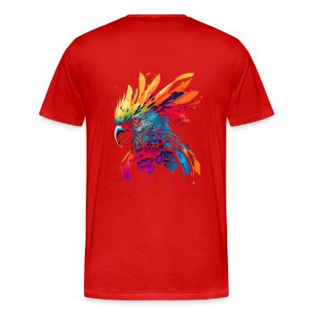 Cacatoès psychédélique dans un look street art coloré - T-shirt bio Premium Homme - rouge - Dos - Damien (186cm)