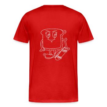 Toast mit Skateboard - Männer Premium Bio T-Shirt - Rot - Hinten - Damien (186cm)