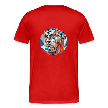 Geometrischer Mosaik Kopf - Männer Premium Bio T-Shirt - Rot - Hinten - Damien (186cm)