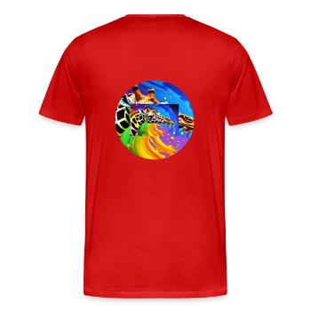 Farbenfrohe Giraffe - Männer Premium Bio T-Shirt - Rot - Hinten - Damien (186cm)