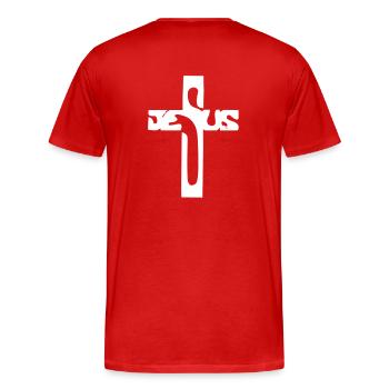 croix jésus - T-shirt bio Premium Homme - rouge - Dos - Damien (186cm)