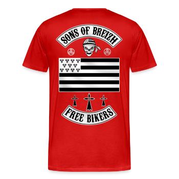 breizh bikers - T-shirt bio Premium Homme - rouge - Dos - Damien (186cm)