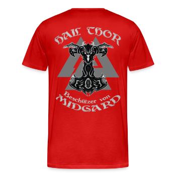 HAIL THOR - Männer Premium Bio T-Shirt - Rot - Hinten - Damien (186cm)