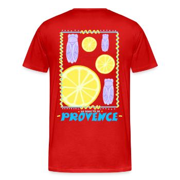 Das gute Leben in der Provence - Männer Premium Bio T-Shirt - Rot - Hinten - Damien (186cm)