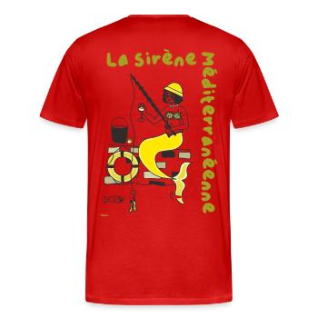 Mediterranean Mermaid Yellow Peach - Men's Premium Organic T-Shirt - red - Back - Damien (186cm)