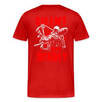 Silent But Deadly Bowhunting Bogenjagd Compound Bo - Männer Premium Bio T-Shirt - Rot - Hinten - Damien (186cm)