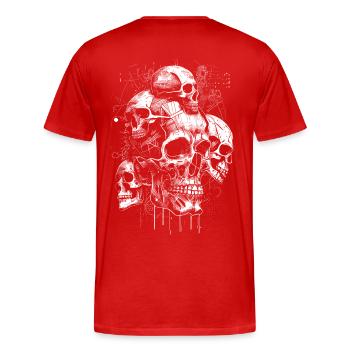 Retro Futuristisches Totenkopf Skull Design - Männer Premium Bio T-Shirt - Rot - Hinten - Damien (186cm)