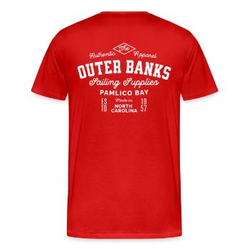 Outer Banks Segelzubehör - Männer Premium Bio T-Shirt - Rot - Hinten - Damien (186cm)