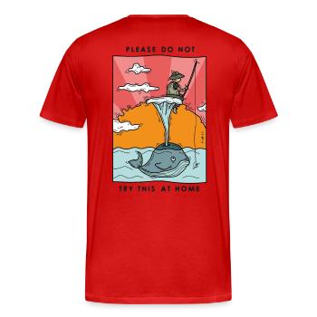 Do not try this at home - Men's Premium Organic T-Shirt - red - Back - Damien (186cm)
