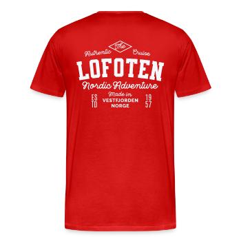Lofoten Nordic Adventure - T-shirt bio Premium Homme - rouge - Dos - Damien (186cm)