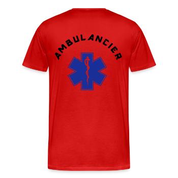 ambulancier logo - T-shirt bio Premium Homme - rouge - Dos - Damien (186cm)