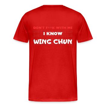 I master Wing Chun - Men's Premium Organic T-Shirt - red - Back - Damien (186cm)