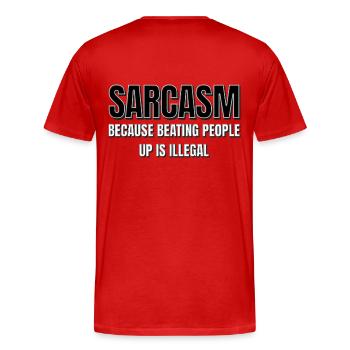 Sarcasme - T-shirt bio Premium Homme - rouge - Dos - Damien (186cm)