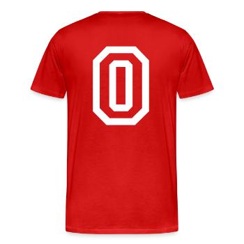 0 Collegestyle - Männer Premium Bio T-Shirt - Rot - Hinten - Damien (186cm)