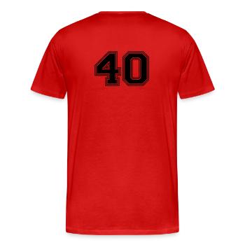 40_number_40_(s31) - Men's Premium Organic T-Shirt - red - Back - Damien (186cm)