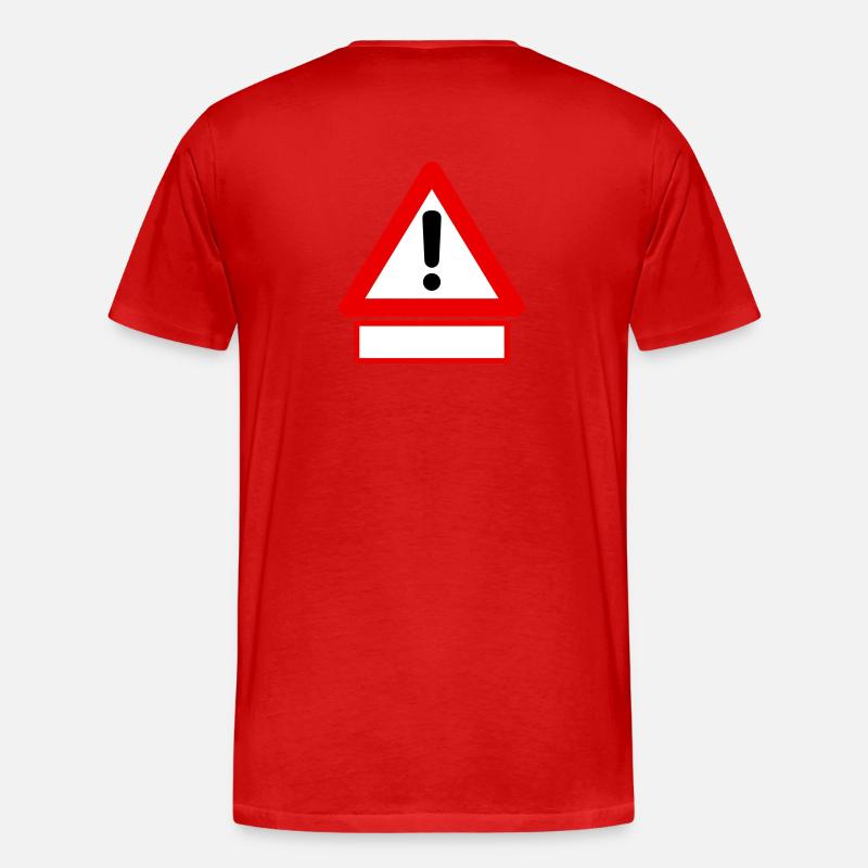 Warnung! Benutzerdefinierter Text! 1 Zeile 🚧 - Männer Premium Bio T-Shirt - Rot