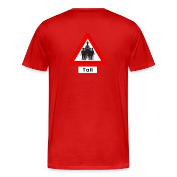 Achtung: Groß! Menge 🚧 - Männer Premium Bio T-Shirt - Rot - Hinten - Damien (186cm)
